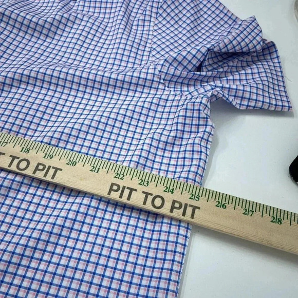 Chaps Traveler Shirt Short Sleeve Button Down Mens XL Blue Pink 4310 - Picture 7 of 8